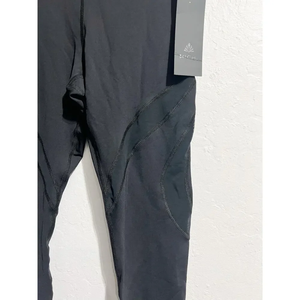 NWT MICHI Leggings Small Black Mesh Insert Cut Out Athletic Work Out - Picture 2 of 9